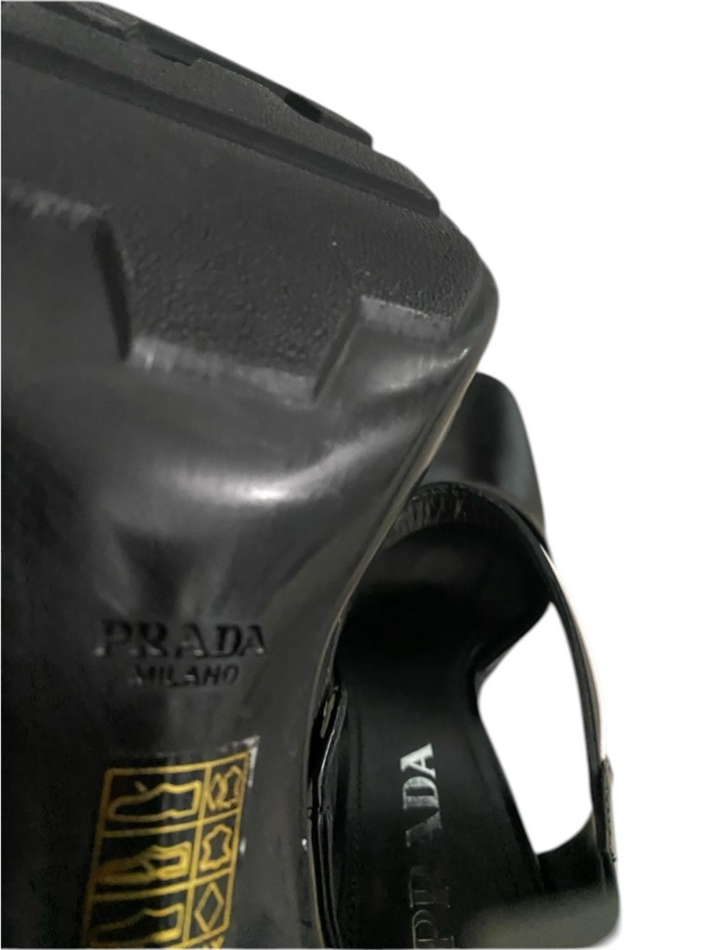 PRADA Sculptural Heel Mary Jane Pumps Black Leather Square Toe IT 40 / US 9 - Picture 7 of 10